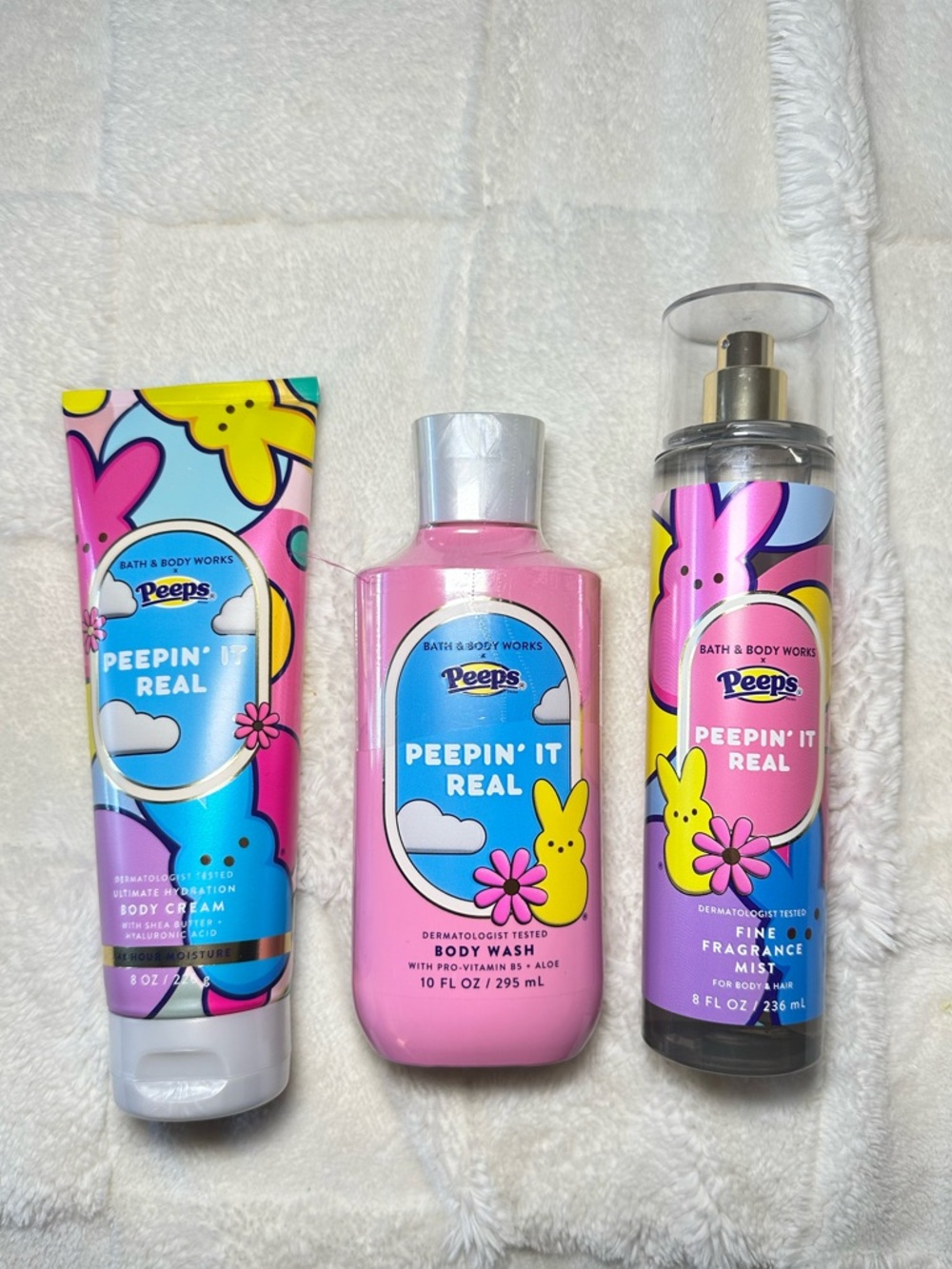 New BATH & BODY WORKS X PEEPS Body Care Bundle Body Wash, Body Cream, Mist NWT